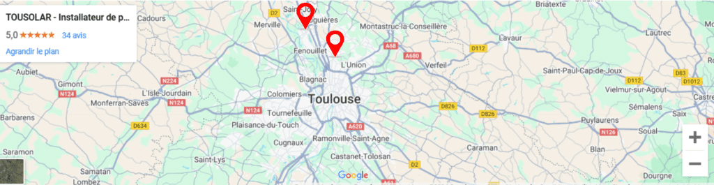 localisation tousolar Bruguières Fonbeauzard